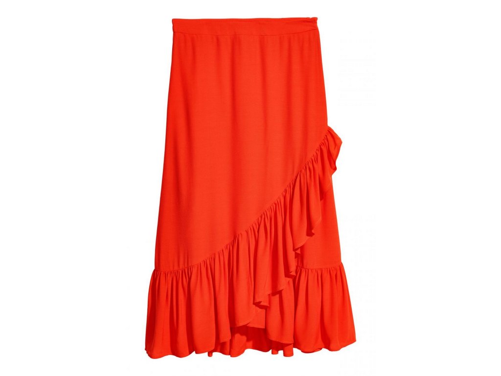 womens calf length flounced skirt orange hm orange skirts